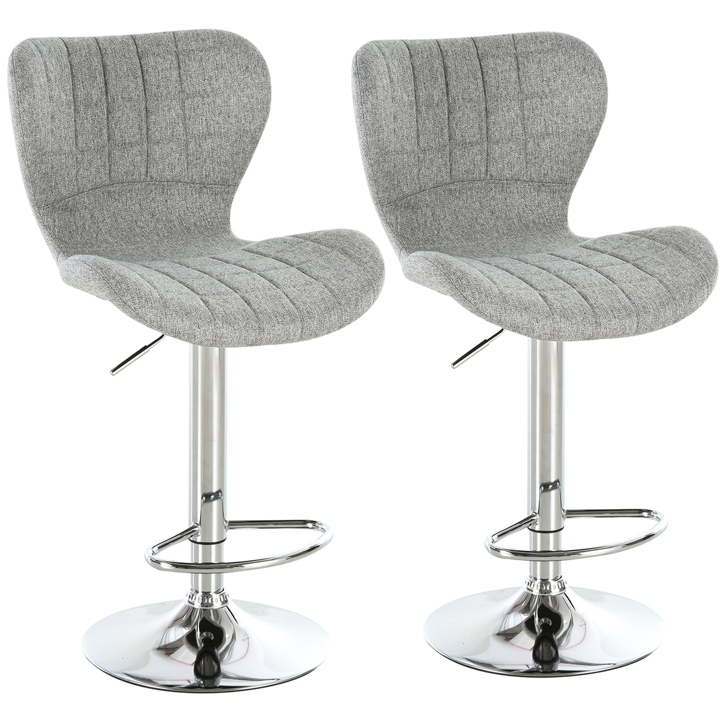 Adjustable Swivel Counter Stools with Linen Fabric, Gray (Set of 2)