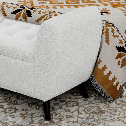 Upholstered Storage Bench with Arms, Light Gray