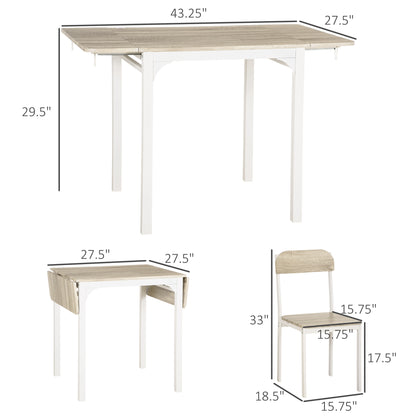3-Piece Drop Leaf Dining Set with Table and 2 Chairs