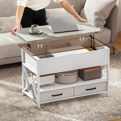 Modern Lift-Top Coffee Table with Storage, White