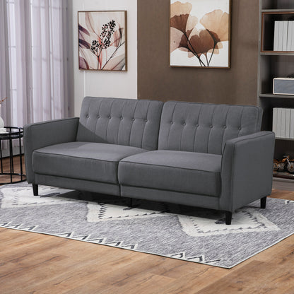Convertible Sofa Bed with Adjustable Back, Charcoal Grey