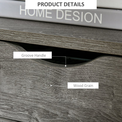 Industrial Style Nightstand with 2 Drawers and Storage Shelf, Gray