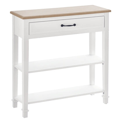 30" Console Table with Retro Design and Multi-Level Storage, White