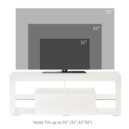 High-Gloss LED TV Stand with Drawer for TVs up to 55 Inch, White - view 6