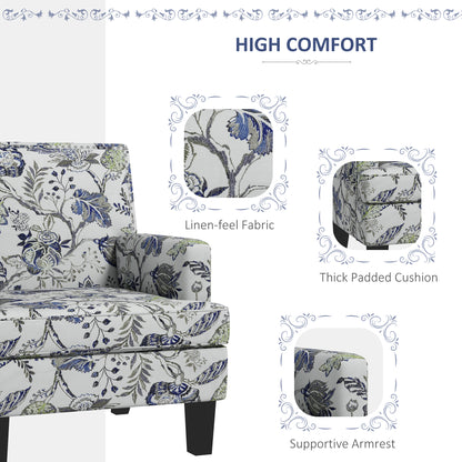 Upholstered Armchair, Mid-Century Accent Chair with Floral Pattern, Multicolor