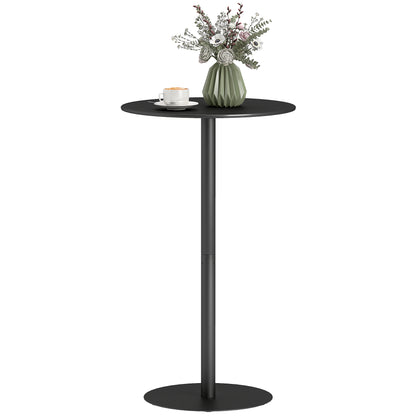 Round Bar Table with Steel Frame for 2 People, Indoor/Outdoor Use, Black