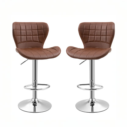 Adjustable Swivel Counter Stools with PU Leather, Brown (Set of 2)