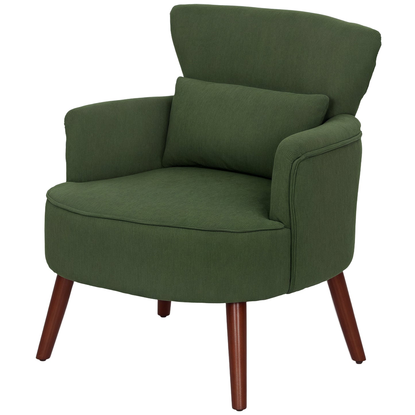 Upholstered Accent Chair with Wood Legs, Green