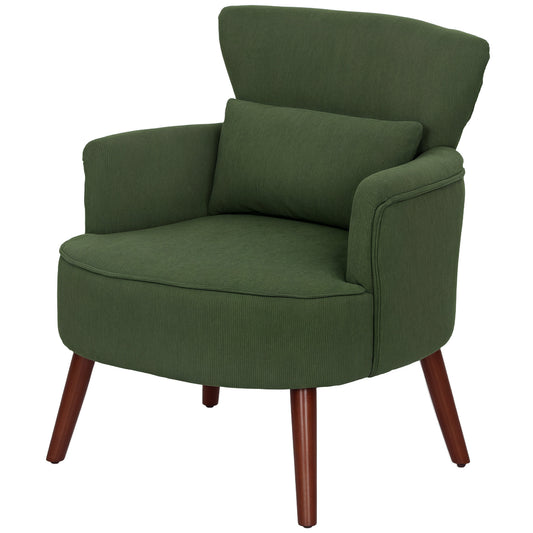 Upholstered Accent Chair with Wood Legs, Green