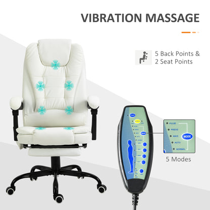 Ergonomic Reclining Office Chair with 7-Point Massage and Footrest