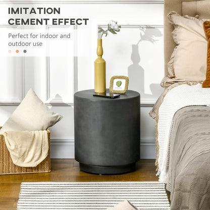 17" Round Terrazzo Finish Side Table for Indoor and Outdoor Use, Charcoal Gray