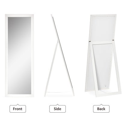 Full Length Rectangular Mirror with White Frame, 58" x 20", Floor Standing Design