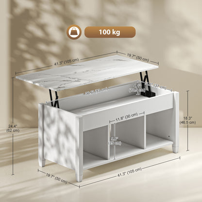 Modern Coffee Table with Tempered Glass Top, White