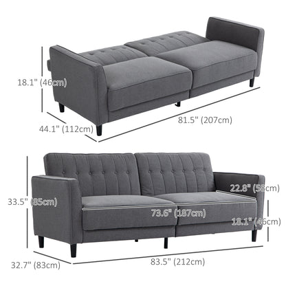 Convertible Sofa Bed with Adjustable Back, Charcoal Grey