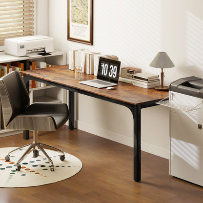 Homcom 79" Computer Desk, Desktop Desk With Metal Legs, Rustic Brown
