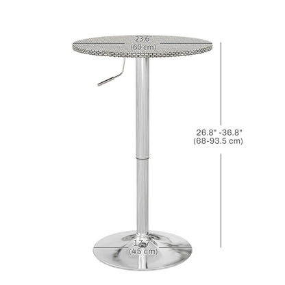Adjustable Height Bar Table with PE Rattan Top - Gray