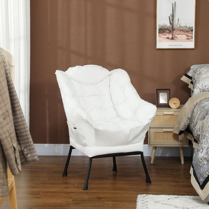 Modern Accent Chair with Storage Pockets - Cream White