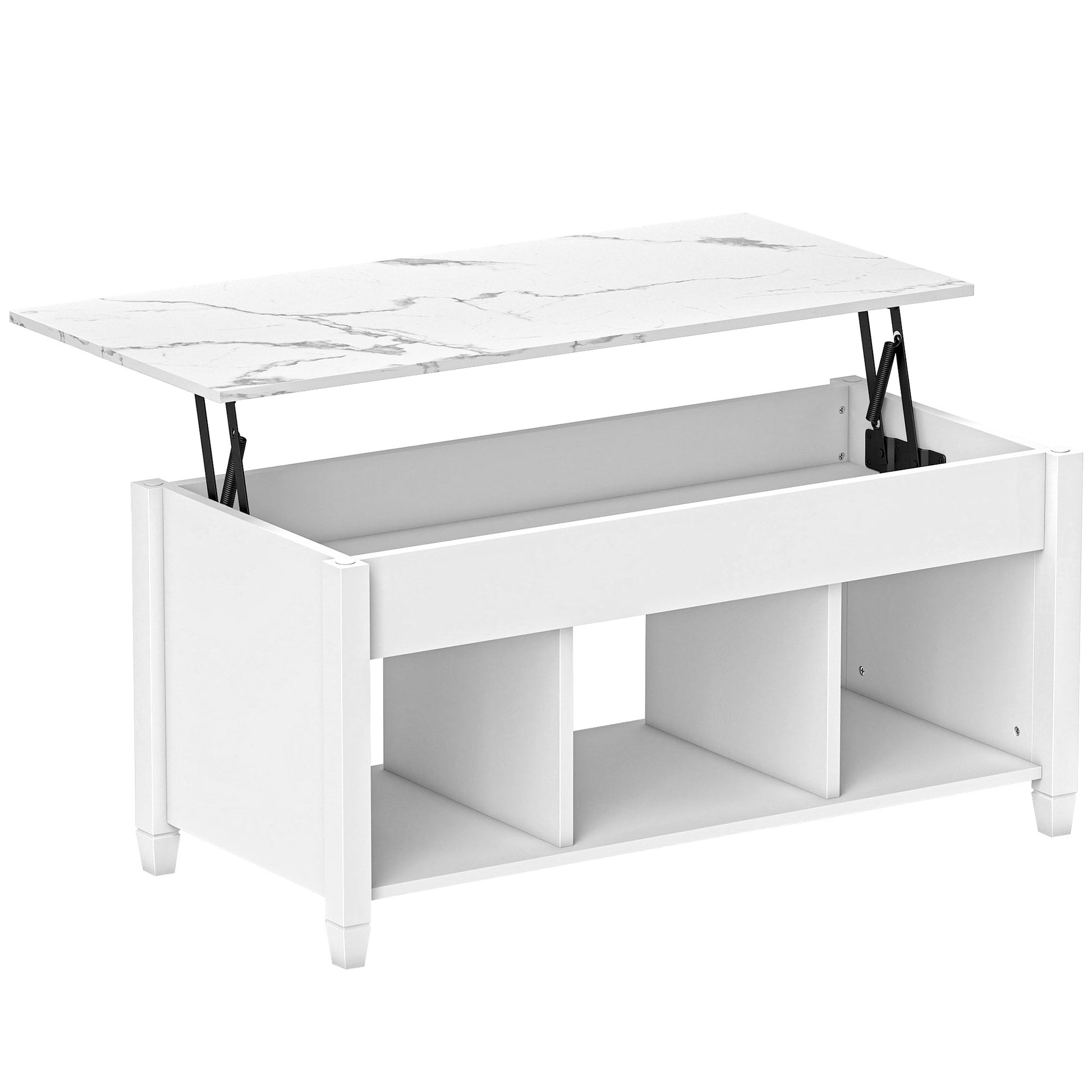 Modern Coffee Table with Tempered Glass Top, White