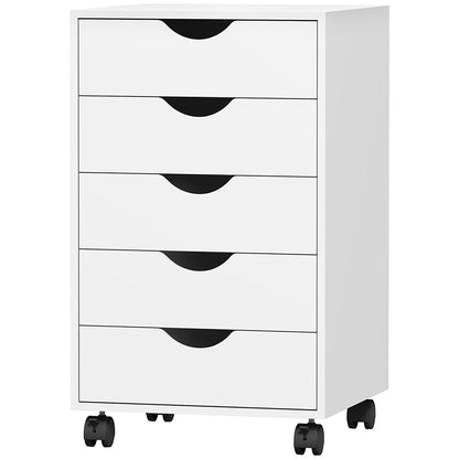 File Cabinet with 5 Drawer Wheels, 15.7" x 15.7" x 26.4", White