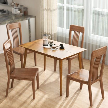 Round Dining Table with Metal Base, Brown