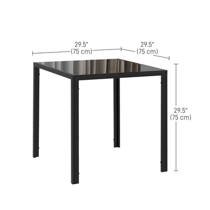 Square Glass-Top Dining Table for 2-4 People - Black