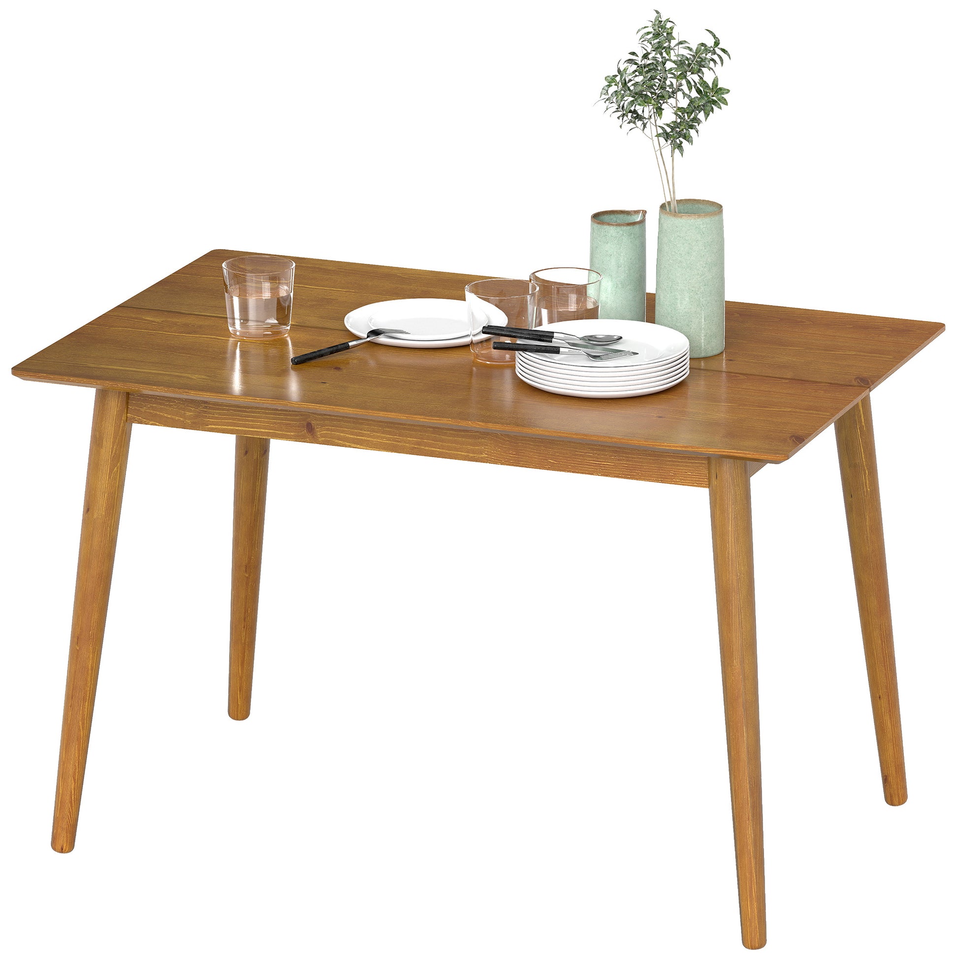 Round Dining Table with Metal Base, Brown