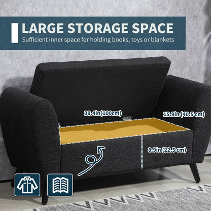 Upholstered Storage Bench with Arms, Black