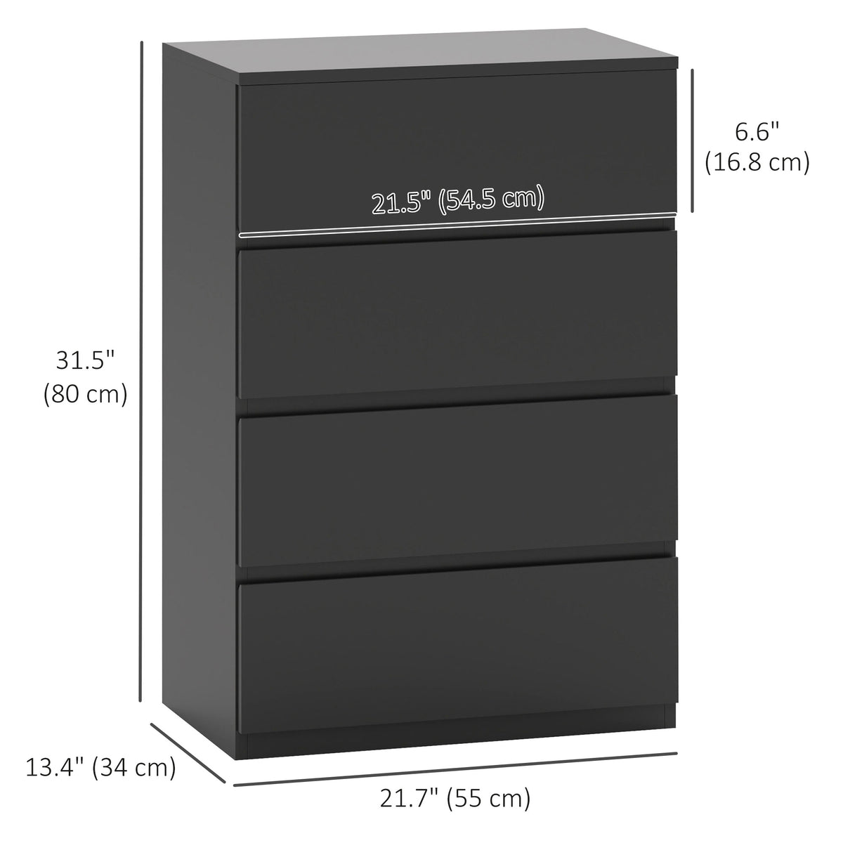 4-Drawer Storage Chest, Black