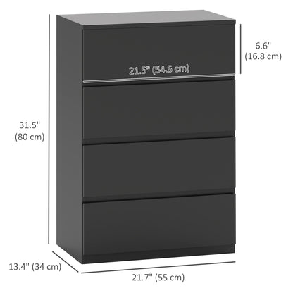 4-Drawer Storage Chest, Black