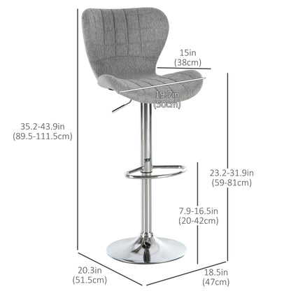 Adjustable Swivel Counter Stools with Linen Fabric, Gray (Set of 2)