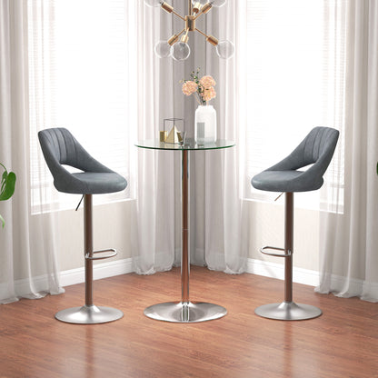 High Top Bar Table with Tempered Glass Top for 2 People, Clear