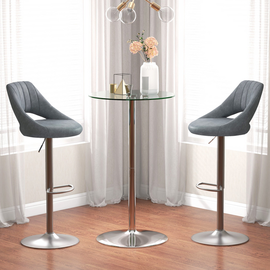 High Top Bar Table with Tempered Glass Top for 2 People, Clear