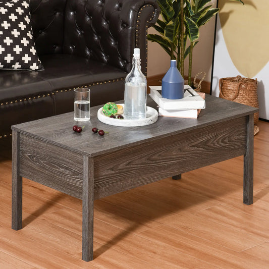 39" Lift Top Coffee Table with Hidden Storage, Gray