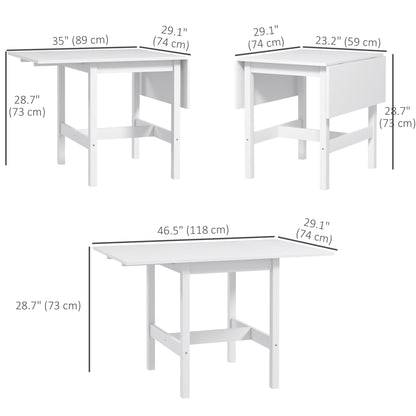 Solid Wood Farmhouse Drop Leaf Dining Table - White