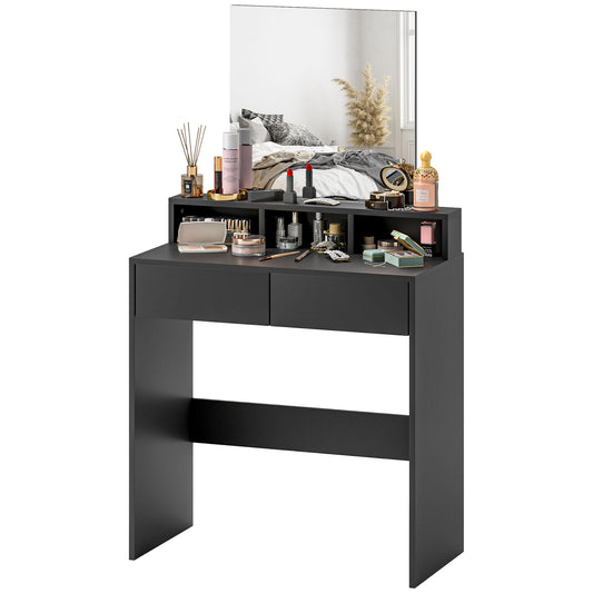 Makeup Vanity Desk with Mirror and Storage, Black