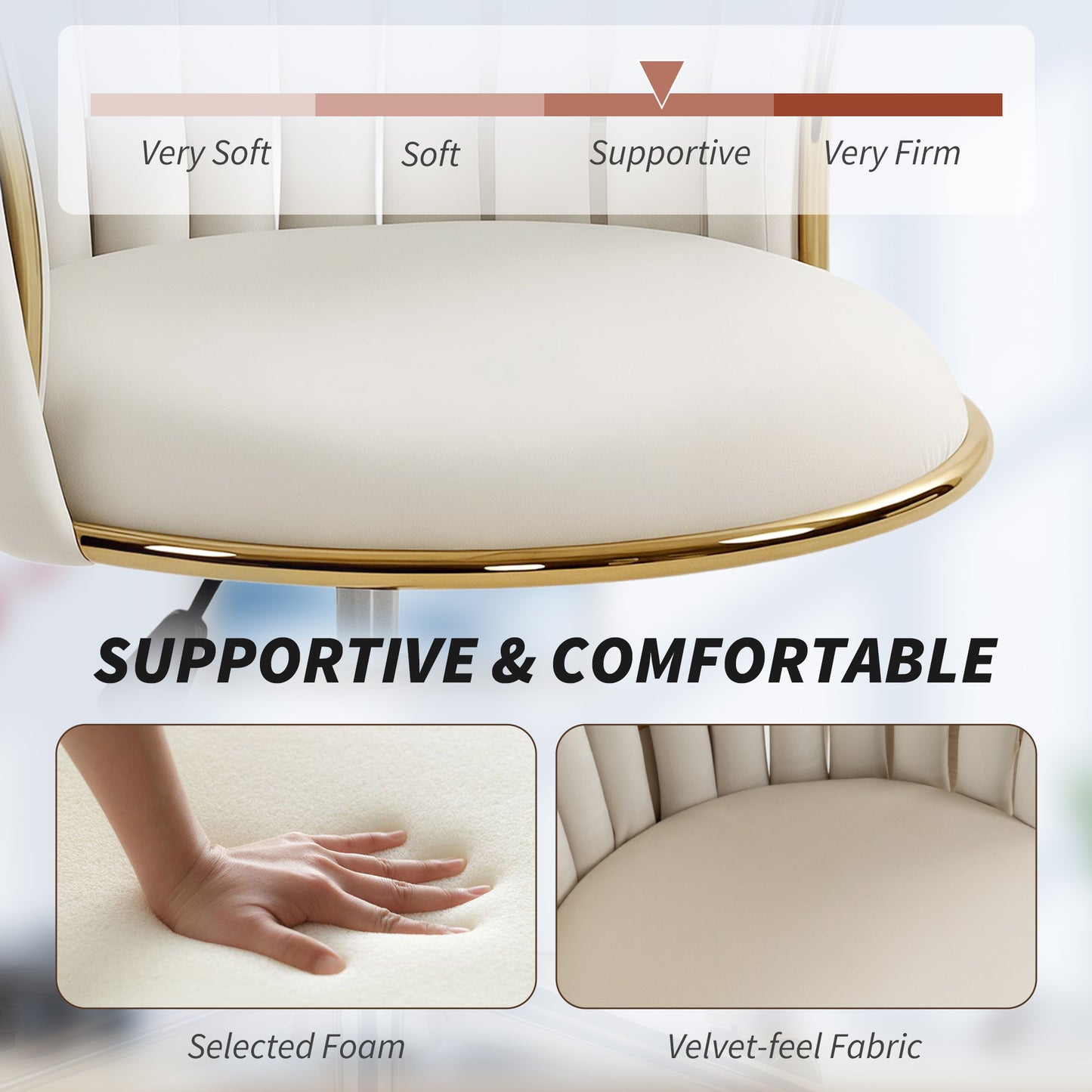 Armless Cross-Legged Office Chair, Cream White