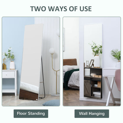 Full Length Rectangular Mirror with Silver Frame, 63" x 18", Multi-Position Design
