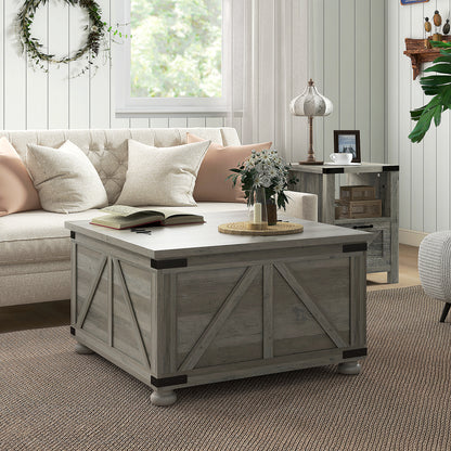 Extendable Lift-Top Coffee Table with Storage, Grey