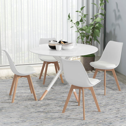 Modern Dining Chairs Set of 4 with PU Leather Cushions - White