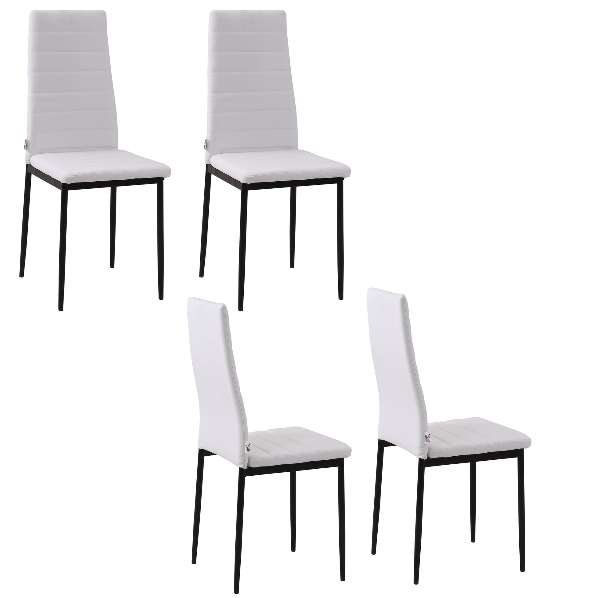 Modern Bar Stools with Backrest, White (Set of 2)