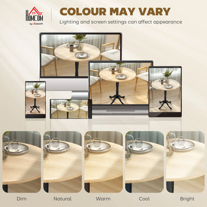 Round Dining Table with Wood Grain Finish, Natural Wood
