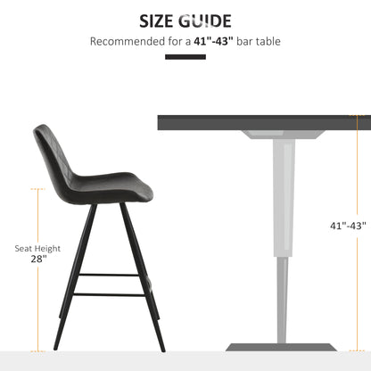Bar Stools with Microfiber Upholstery, Black (Set of 2)