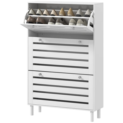 Slim Shoe Storage Cabinet, for 18-24 Pairs, White
