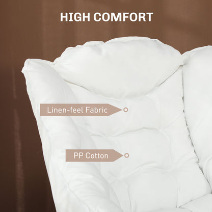 Modern Accent Chair with Storage Pockets - Cream White