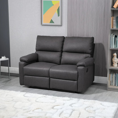 Manual Reclining Loveseat with Footrest, Dark Grey