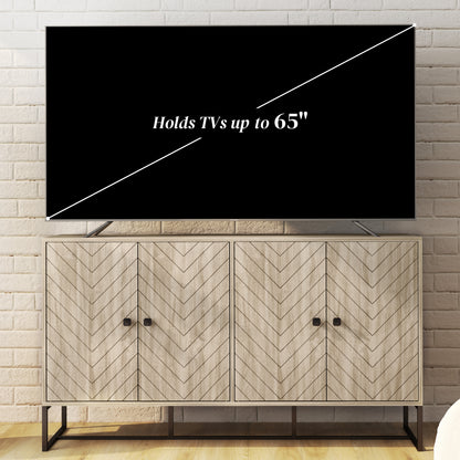 Sideboard Buffet Cabinet with Steel Base, Oak