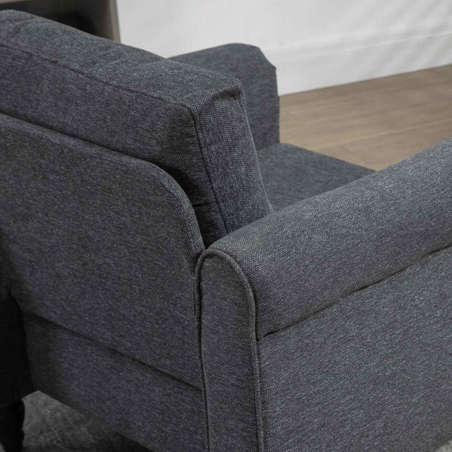 Vintage Armchair, Upholstered Accent Chair with Rolled Arms, Dark Gray