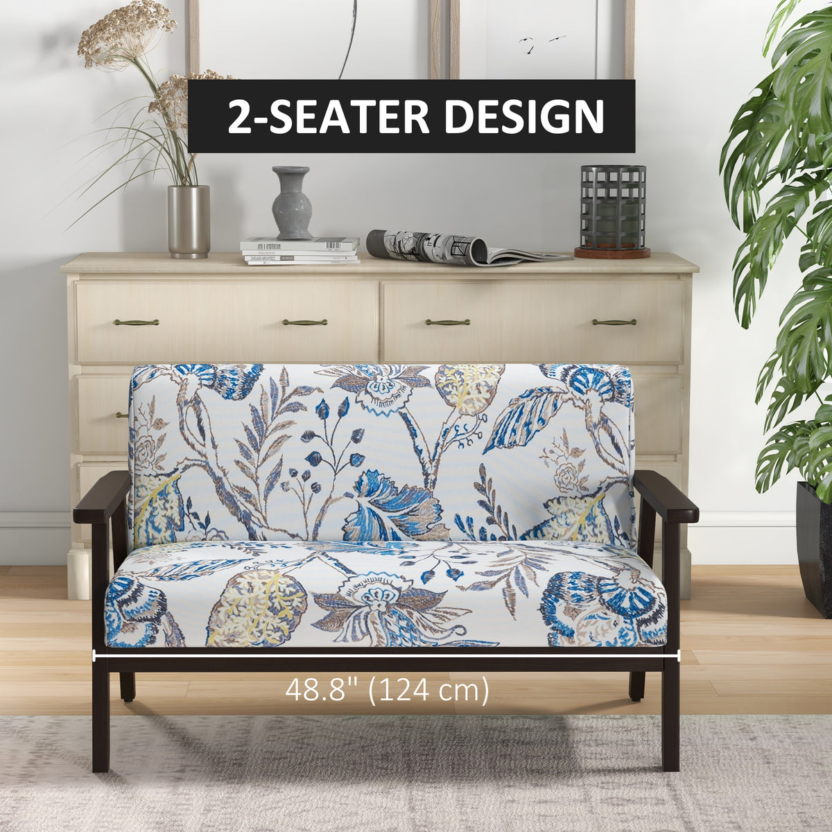 Compact Linen Loveseat Sofa, Multicolour
