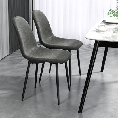 Retro PU Leather Upholstered Dining Chairs, Dark Grey (Set of 4)