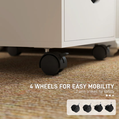 File Cabinet with 5 Drawer Wheels, 15.7" x 15.7" x 26.4", White